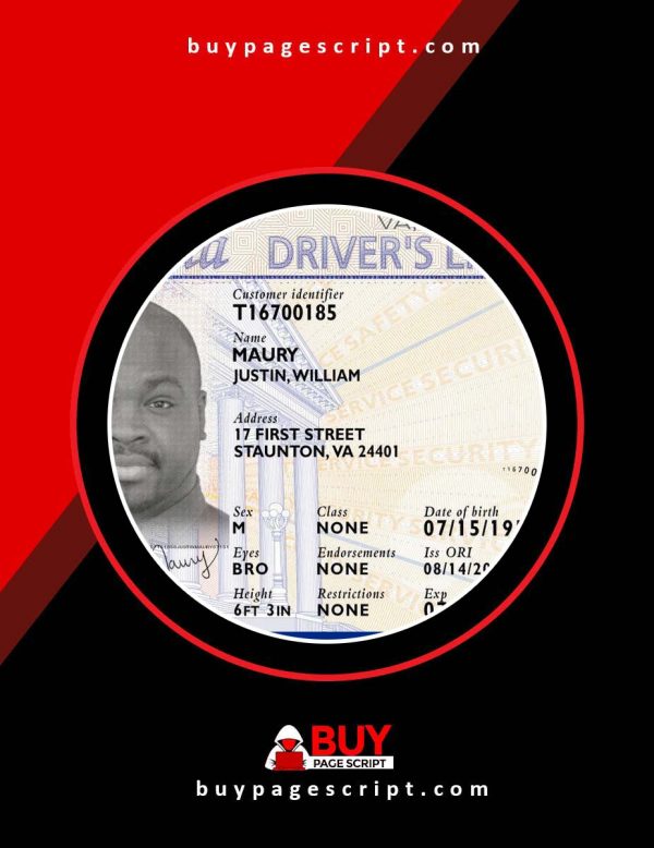 USA REAL PERSON DRIVERS LICENSE